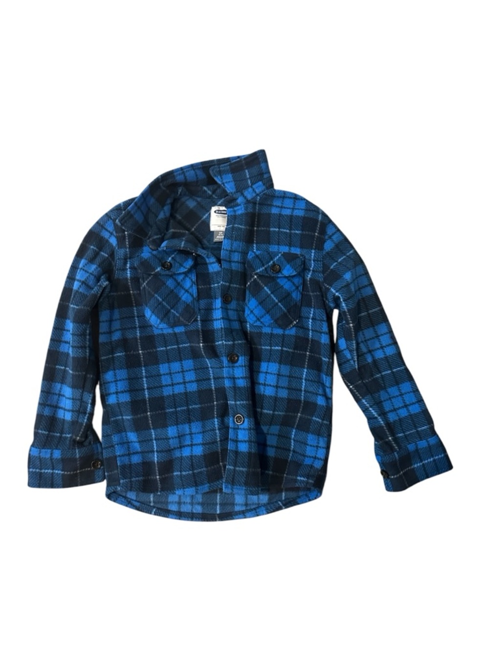 Old Navy Blue and Black Plaid Button-Up Shirt Jacket for Kids